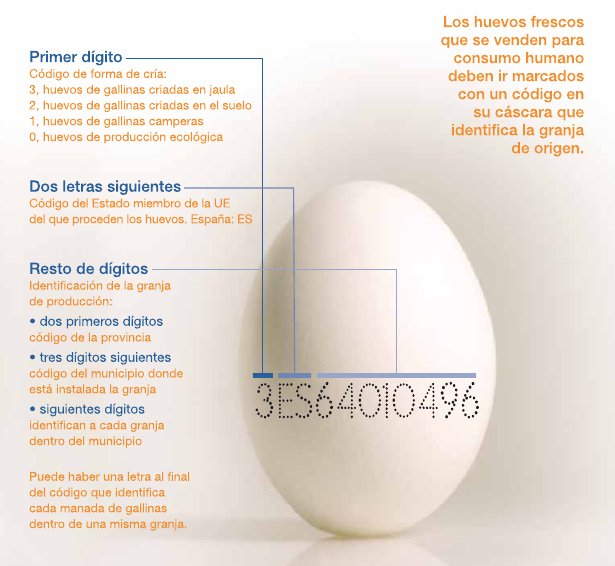 Explicación del significado de los códigos de los huevos