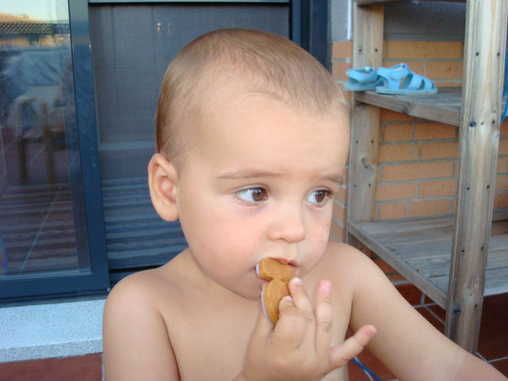 Niño comiendo galleta
