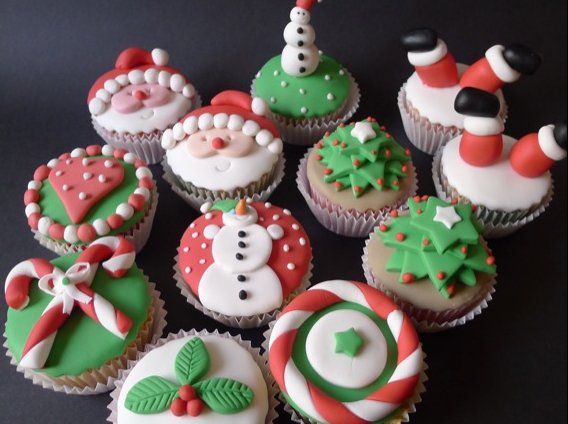 Cupcakes de Navidad con fondant