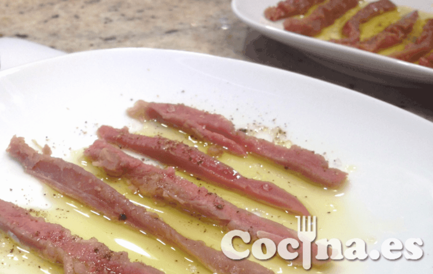 Carpaccio de pato o anchoa de tierra