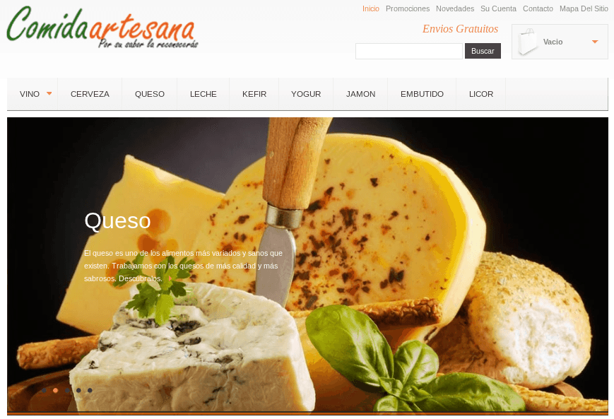 Web de venta de comida artesana online