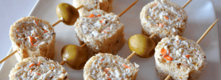 Cenas para niños: Rollitos de palitos de cangrejo y pistachos