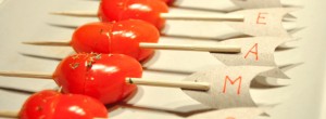 Corazones con tomate cherry
